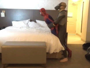 masked Dolphin wetsuit enemy surprises spiderman in his hotel room